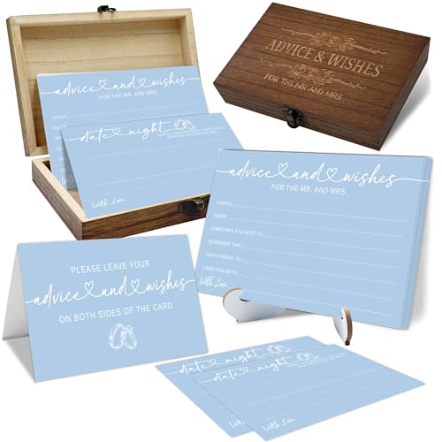 Advice And Wishes For The Mr And Mrs - Minimalism Blue Wedding Advice Cards For Bridal Shower Decorations, Well Wishes For The Groom And Bride Box, Wedding Games For Reception-B13