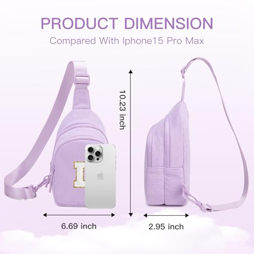 Image of Viverte Small Corduroy Sling Bag Initial Crossbody Bag Fanny Pack for Girls Personalized Birthday Gifts for Teen Girls Gifts
