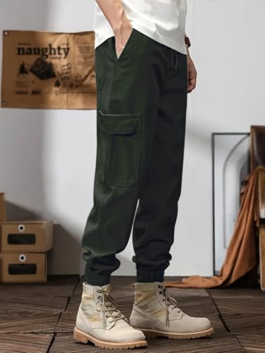 Image of Leriya Fashion Men's Cargo Pants | 6 Pocket Cotton Cargo Joggers for Men | Loose Fit Stylish Pant with Pockets | Casual Baggy Trousers & Streetwear Lower