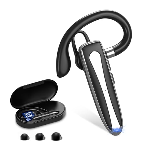 Auriculares Bluetooth, auriculares inalámbricos Bluetooth con funda de carga de 500 mAh, 120 horas de tiempo de conversación, micrófono integrado para iOS y Android, auriculares manos libres V5.3 para