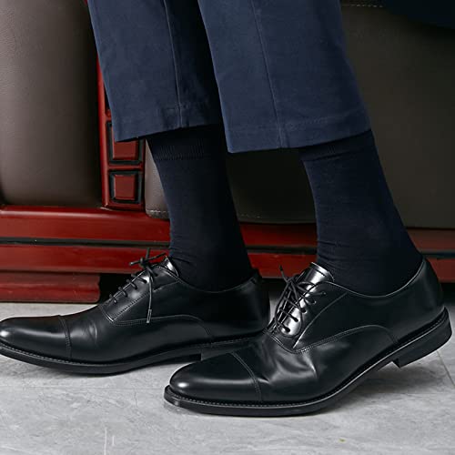 Men's Mercerized Cotton Dress Socks Business Casual Solid/Patterned Crew Sock Lightweight Soft Comfort, 4 Pairs3