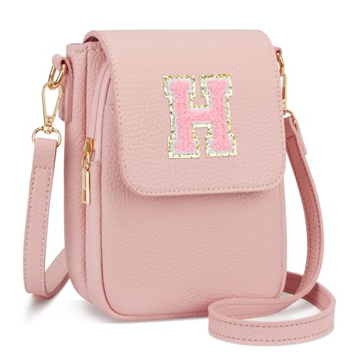 Image of Gift for Girls Small Initial Crossbody Bag for Teens Vegan Leather Cell Phone Kids Purse