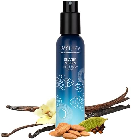 Pacifica Silver Moon Hair Mist Perfume & Full Body Spray for Women - Body Mist Fragrance w/BTonka, Santal, Cardamom, Vanilla Bean, Musk & Amber – Clean Beauty Alcohol-Free, Vegan & Cruelty-Free, 5 oz