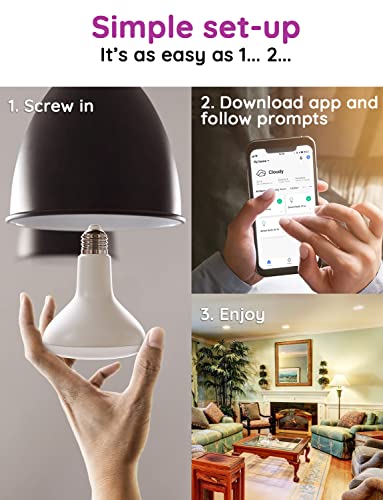 Bright Smart Light Bulbs 13W 100W Equivalent 1300Lm 2700K-6500K Tunable Br30 Wifi Color Changing Light Bulb Works With Alexa,Google,Recessed Alexa Light Bulb Indoor,Dimmable Flood Smart Bulb,4 Pack #TOP7