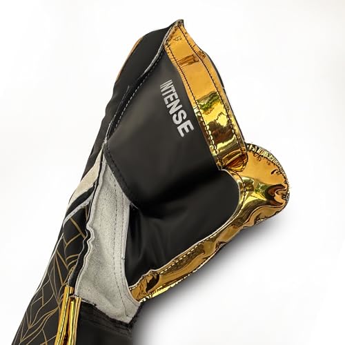 Image of Heega Intense Black PU Leather Cricket Wicket Keeping Gloves Suitable for Professional Players | Durable Construction, Superior Grip, High-Density Finger Protection (Men)