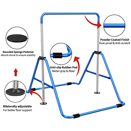 Image of Tepemccu Expandable Gymnastics Bars Adjustable Height Gymnastic Horizontal Bars Junior Training Bar Children Folding Training Monkey Bars for Kids
