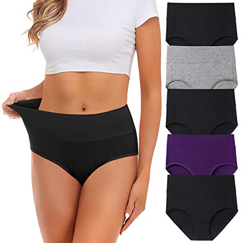Image of Womens Underwear,Cotton Mid Waist No Muffin Top Full Coverage Brief Ladies Panties Lingerie Undergarments for Women Multipack