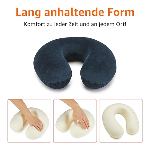 Amazon Basics Nackenkissen aus Memoryschaumstoff, Halbkreisförmig, Marineblau