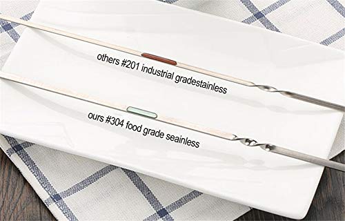 JOMVERL 12PCS Kabob Skewers Flat Metal BBQ Barbecue Skewer 14" Long Stainless Steel Shish Kebob Sticks Wide Reusable Grilling Skewers Set for Meat Shrimp Chicken Vegetable, 12 Pack - Thumbnail 5