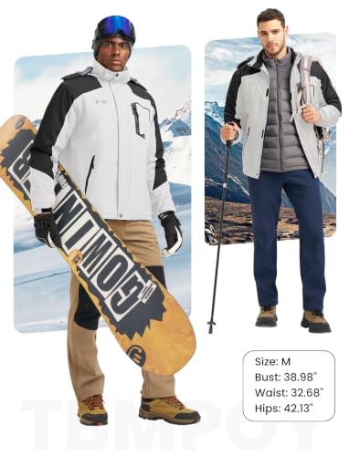 Image of TBMPOY Men's Winter Jackets Skiing Waterproof Snow Thick Fleece Lined Hooded Utility Cold Weather Warm Outdoor Ice Work