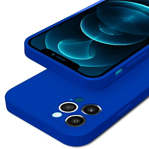 Coque carrée iPhone X silicone liquide bleu Klein avec housse protection complète objectif photo