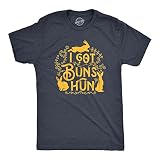 Mens Funny Easter T-Shirt – I Got Buns Hun Bunny Graphic Tee – Humorous Easter Sunday Outfit – Soft Cotton Casual Shirt – Gift for Men, Dads, Rabbit Lovers - Navy XL