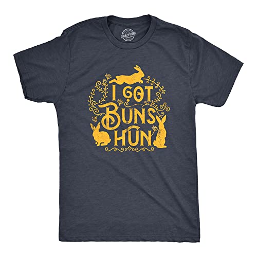 Mens Funny Easter T-Shirt – I Got Buns Hun Bunny Graphic Tee – Humorous Easter Sunday Outfit – Soft Cotton Casual Shirt – Gift for Men, Dads, Rabbit Lovers - Navy XL