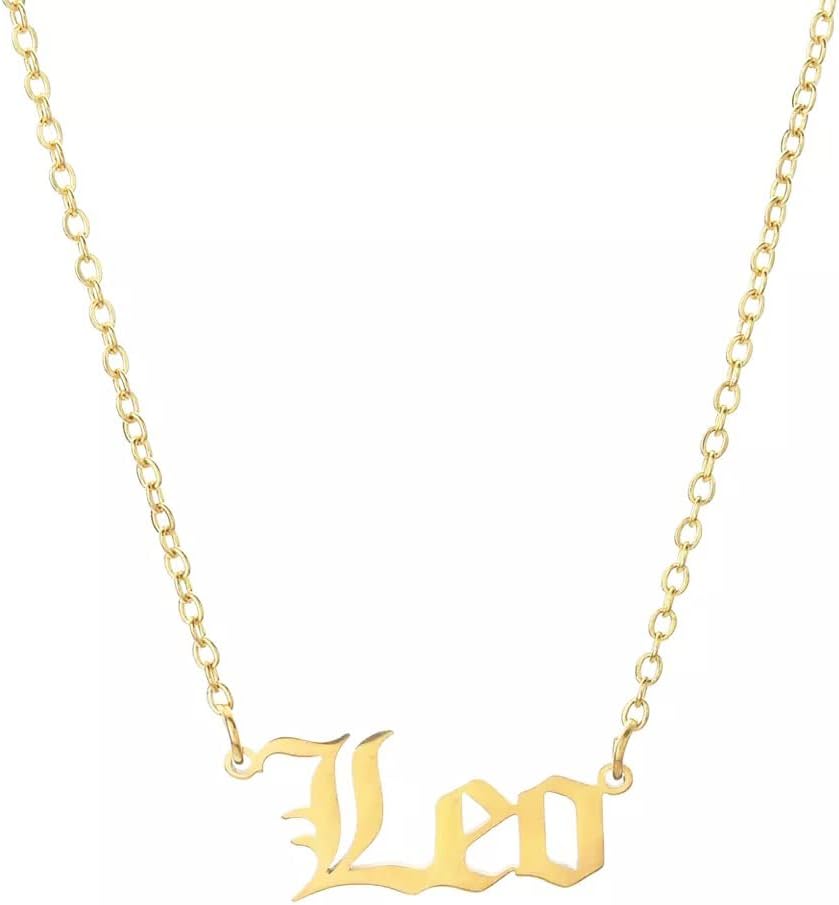 Star Sign Texted Design Pendant Necklace for Women and Girls