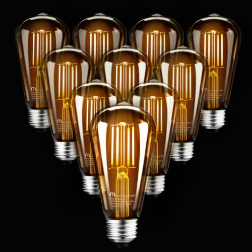 Mastery Mart Vintage LED Light Bulb, Amber Glass ST21 Antique Edison Bulb, Dimmable 5.5W (60W Equivalent), 400LM 2200K Warm White, E26 Base Decorative Filament Bulbs, UL and Energy Star, 10 Pack