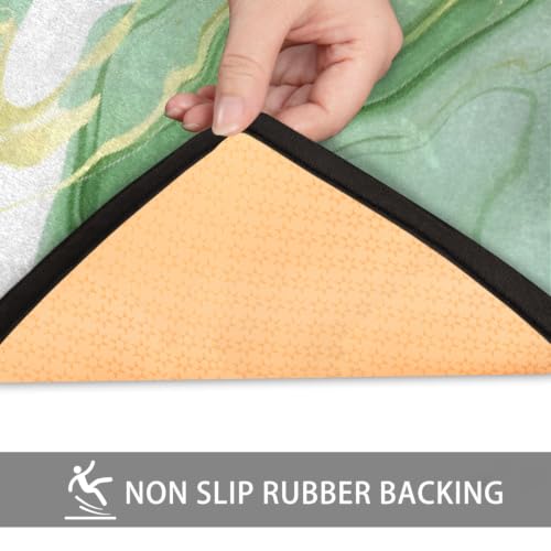 Tapis de cuisine marbre vert abstrait 183x61cm chic et lavable - 6