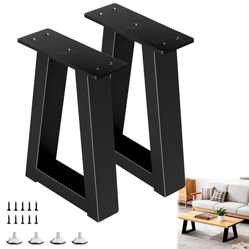 Y-CFHFC 12 Inch Trapezoid Metal Table Legs Bench Legs DIY Furniture for Coffee/Side Table Bench Stool Cabinet Feets - Black Set of 2