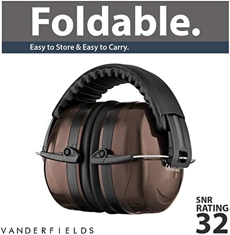 Vanderfields Ear Defenders Adults - Protection Passive Noise Cancelling Headphones - Safety Earmuffs Ear Protectors - Hearing Protection Ear Defenders Autism, Mowing, DIY - 32dB SNR