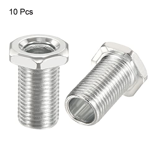 Image of MECCANIXITY Hex Bolt Screw 20mm Long M10 Thread Pipe Hexagon Countersunk Flat Head for Chandelier, Galvanized Iron Pack of 10