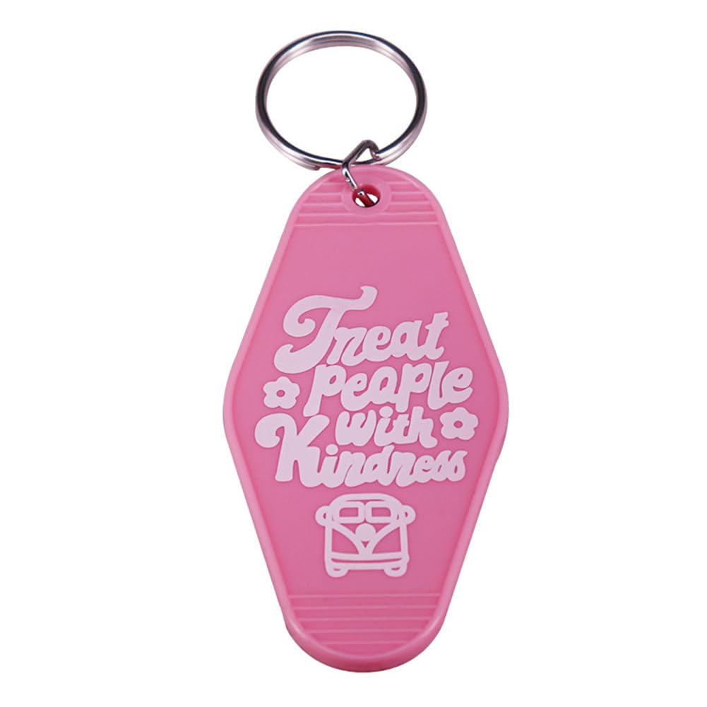 HADWAO Acrylic Pink Plastic Pendants Keyring Hotel Motel Key Chain Music Keychain Travel Baggage Tag Key Ring Keytag Keychain Jewelry Accessories