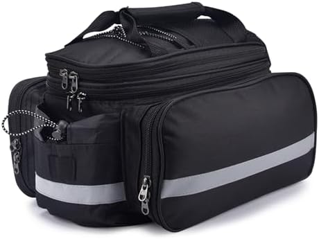 27L Adjustable Bike Pannier Bag with Hidden Rain Cover, 360° Reflective Strips, Multi-Functional Bicycle Saddle Bag for Grocery Shopping, Commuting, Cycling & Travel, Handheld & Crossbody Design