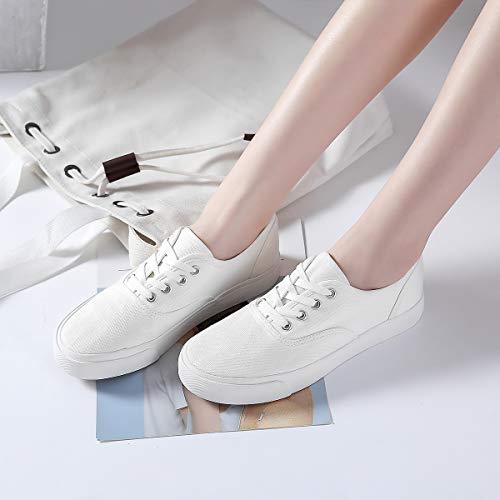 Women White Slip On Sneakers Casual Girls Canvas Fashion Sneakers(White&White.us6 #TOP6
