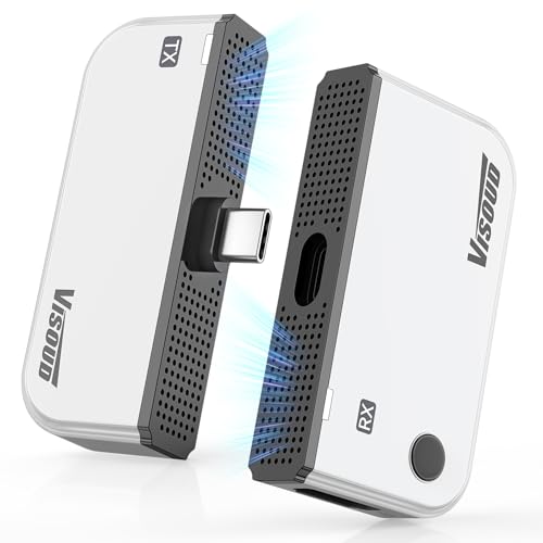 2026 Upgraded Type-C Wireless HDMI Transmitter & Receiver Kit 328FT/100M, 4K Input to 1080P@60Hz Output, Plug&Play, 5.8G+2.4G Video Audio from Phone/Tablet/Laptop/PC to Monitor/Projector/TV Box