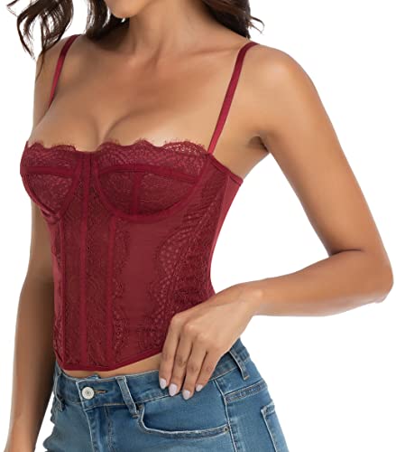Image of Raxnode Lace Bustier Corset Tops for Women - Sexy Going Out Party Club Top with Buckle