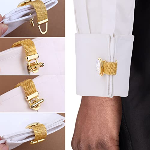 Religious Cufflinks For Men With Chain - Gifts For Christian, Church Member, Pastor On Church Christmas Easter - Faith Jewelry Or Accessories , Shiny Gold Tone Mother Of Pearl Cuff Links. (Jesus) #TOP2