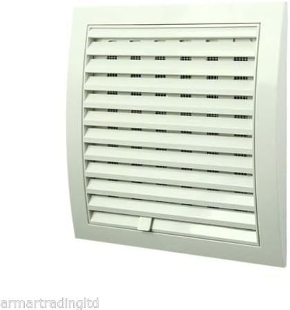 White Air Vent Grille with Adjustable Shutter Ducting Ventilation Cover Wall Louvre Grid POW (250mm x 250mm)