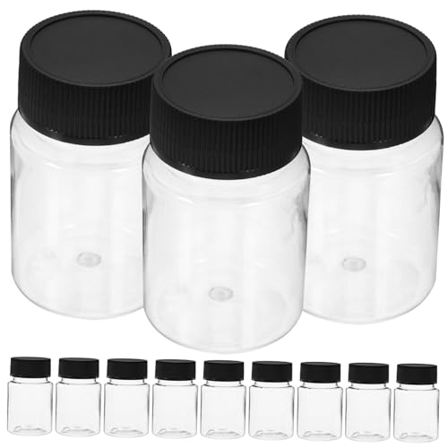 FUNOMOCYA 50ml Empty Bottles with Wide Mouth and Black Cap 12pcs Plastic Sample Bottles for Laboratory Leakproof