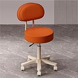 Tabouret de Coiffure/Bureau Pivotant Réglable avec Dossier Ergonomique à 360° et roulettes pour Salon de Beauté, Spa, Tatouage, Cuisine ou Bureau(Orange)