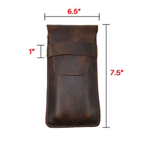 Hide & Drink, Slim Cigar Case for Three 50 Ring Cigars, Classic, All Purpose Holder, Rustic Portable Bag, Handmade, Full Grain Leather, Bourbon Brown