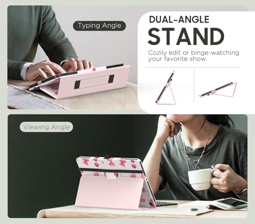 Image of MoKo Case Fits All-New HD 10 & 10 Plus Tablet (13th /11th Generation, 2023 /2021 Release) 10.1 inch - Slim Folding Stand Cover with Auto Wake /Sleep, Cherry Bow