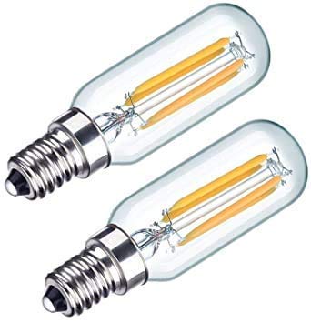 Pack of 2 4W LED Cooker Hood Light Bulbs E14 Warm White 3000K 400 Lumen 40W Eve Ready Replacement T26 Tubular Filament Bulb SES