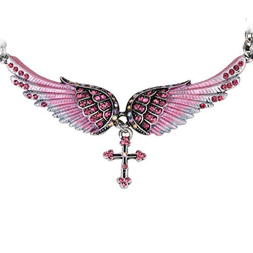 Szxc Womens Guardian Angel Wings Cross Adjustable Choker Necklace - Ladies Wife, Daughter, Granddaughter, Girlfriend Biker Jewelry - 18"+2"
