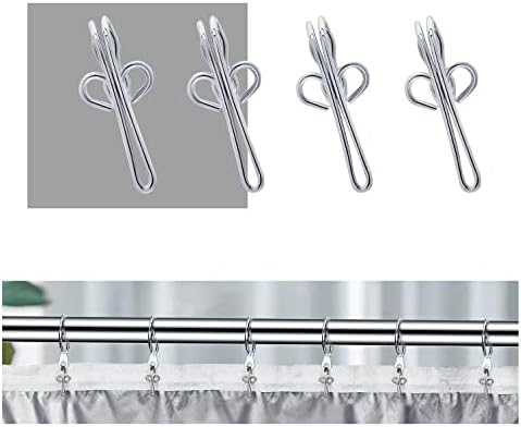 Curtain Hooks Metal Curtain Header Tape Drapery Hooks for curtains 2.9x1.2cm (100 Pack silver)