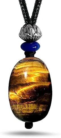 HQFJW Unisex Natural Raw Irregular Tiger Eye Stone Crystal Pendant Necklace,Adjustable Hemp Rope Dainty Simple Single Genuine Real Quartz Gemstone Necklace Jewelry Gift for Women Men (A_Tiger Eye)