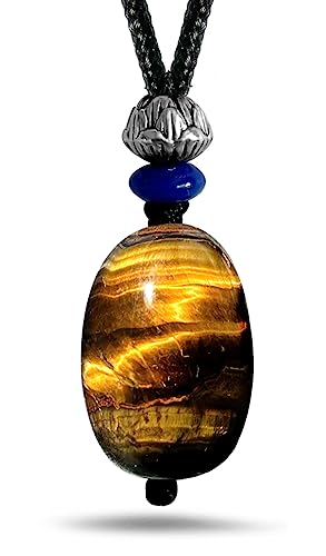 Hqfjw Unisex Natural Raw Irregular Tiger Eye Stone Crystal Pendant Necklace,Adjustable Hemp Rope Dainty Simple Single Genuine Real Quartz Gemstone Necklace Jewelry Gift For Women Men (A_Tiger Eye) #TOP12