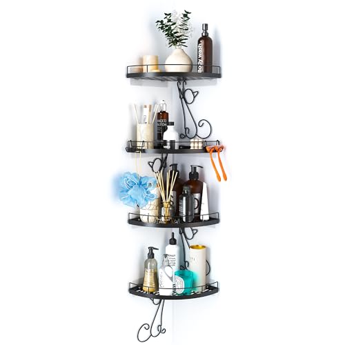 JTAGOO 4 Tier Cat Shape Shower Caddy with 6 Hooks