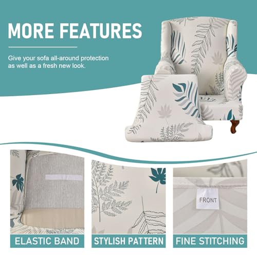 Housse extensible pour fauteuil à oreilles douce et lavable en machine - 6