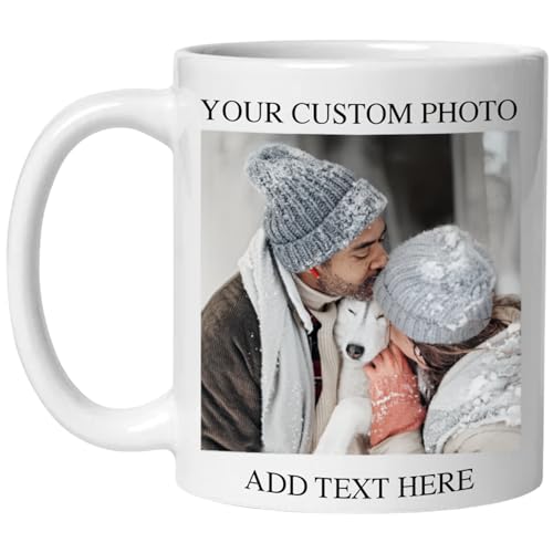 Custom Mug - Personalized Coffee Mug with Photo Text Logo | Taza Personalizada 11oz Both Sides Print | Custom Gifts for Men Women | Customized Picture Cup Dishwasher Safe