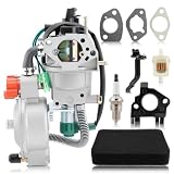 AUTOKAY Dual Fuel Carburetor LPG NG Conversion Kit for Gasoline Generator 4.5-5.5KW GX390 188F Carburetor with Air Filter and Spacer Insulator