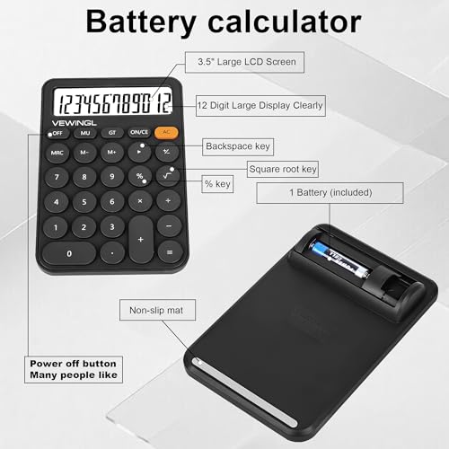 Image of Standard Calculator 12 Digit,6.2 * 4.2in Desktop Large Display and Buttons,Calculator with Large LCD Display for Office,School, Home & Business Use,Automatic Sleep,15 Tilt Screen