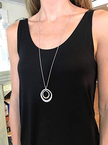 Long Handmade Halo Necklace Pendant-Sterling silver long chain