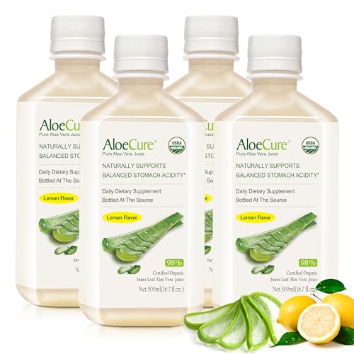 AloeCure Organic Aloe Vera Juice with Lemon Flavor