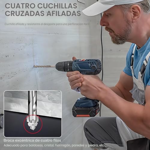 Miniatura 2 de 6pcs Brocas Porcelanico, Juego De Brocas Profesional 4 5 6 8 10 12 Mm Broca Para Azulejos Aleación De Acero De Tungsteno Para Vidrio, Hormigón, Cerámica, Metal, Madera