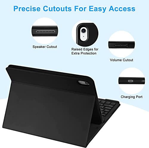 Image of ProElite Detachable Wireless Bluetooth Keyboard case Cover for iPad (A16) 11th /10th Gen 2025 /2022 with Pencil Holder, Black