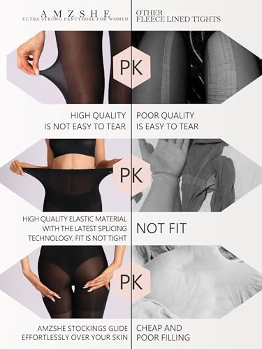 Extremely Durable Sheer Black Tights for Women Ultra Strong Control Top Pantyhose with Reinforced Toes2