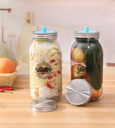Tarros de vidrio transparente Smiths Mason Jars de 2L con acabados de madera 8